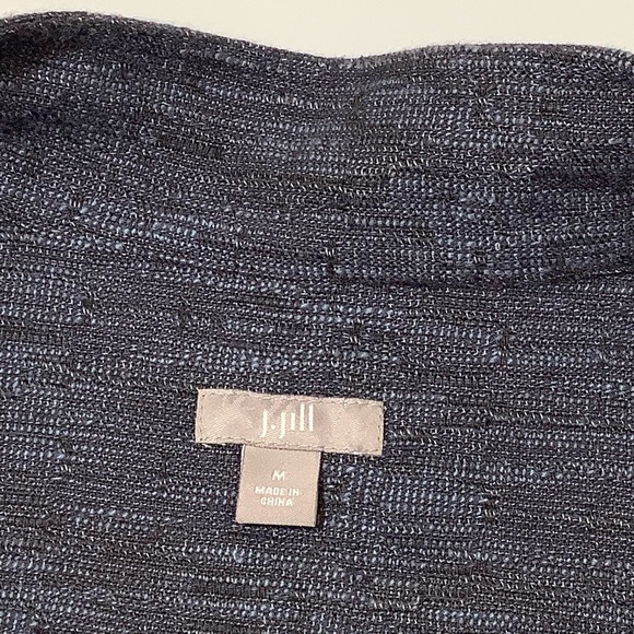 J Jill mini cape style jacket in hues of blues with black size medium EUC - Picture 5 of 10